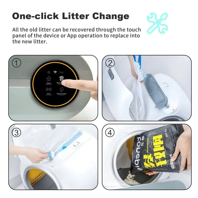 Tonepie Automatic Smart Cat Litter Box Self Cleaning App Control Pet Toilet Litter Tray Ionic Deodorizer Pet Arenero Gato 65L